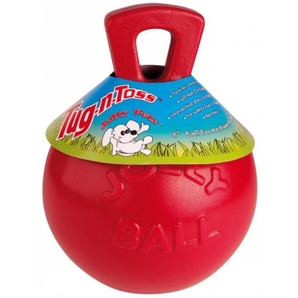 Jolly Pets 8" Tug-N-Toss Jolly Ball Red - Dog Toy