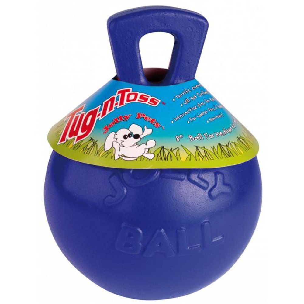 Jolly Pets 8" Tug-N-Toss Jolly Ball Blue - Dog Toy