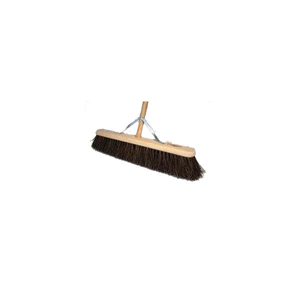 Salmon 18" Wooden Yard Broom with Stay - Stiff Bristle Broom