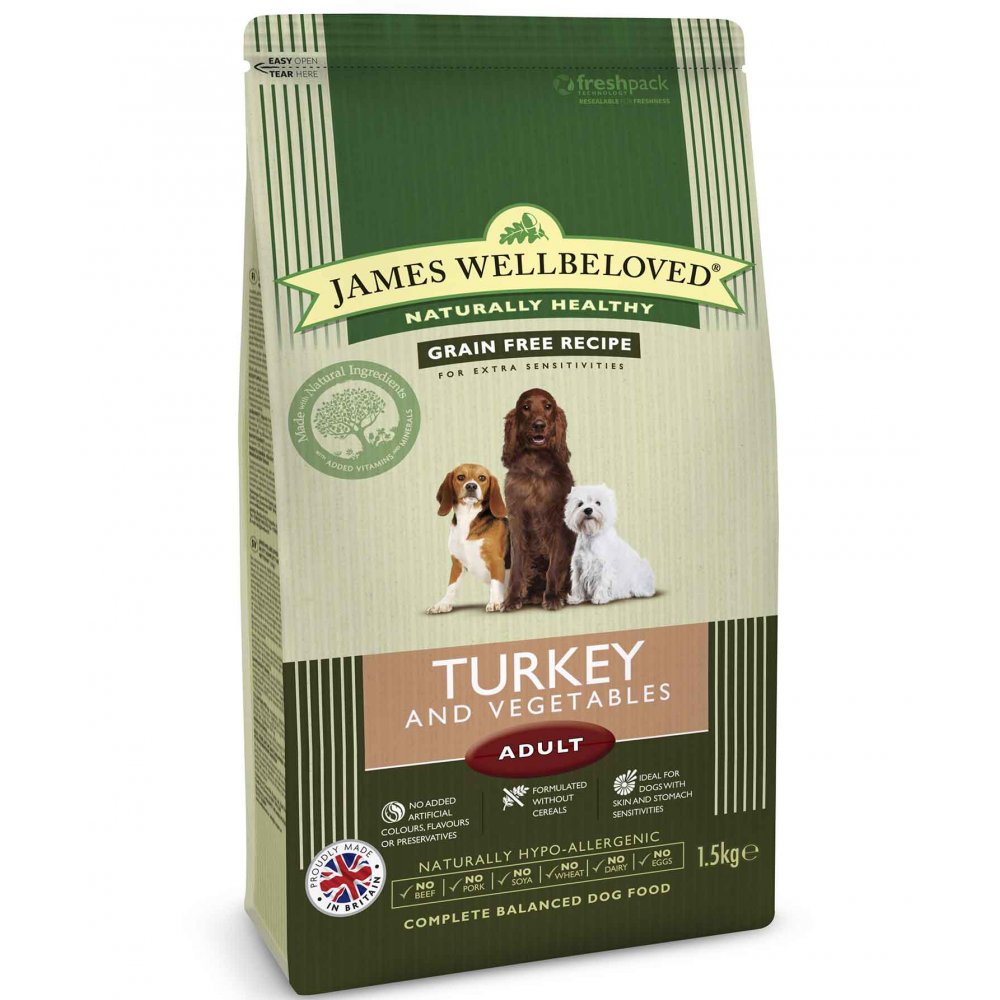 James Wellbeloved Adult Turkey & Vegetable Grain Free Complete Dog Food