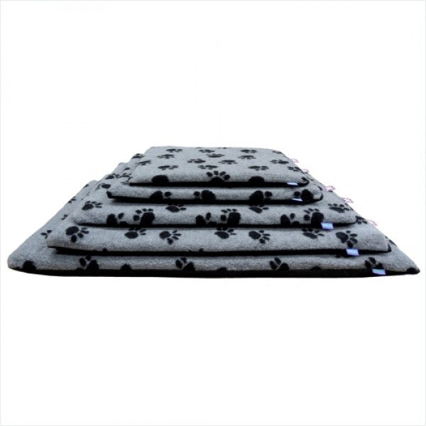 Hem And Boo Paws Fleece Dog Crate Mat Grey