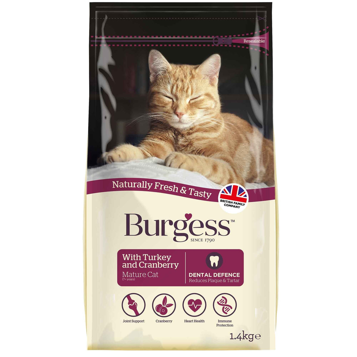 Burgess Mature Cat Food with Turkey & Cranberry 1.4Kg
