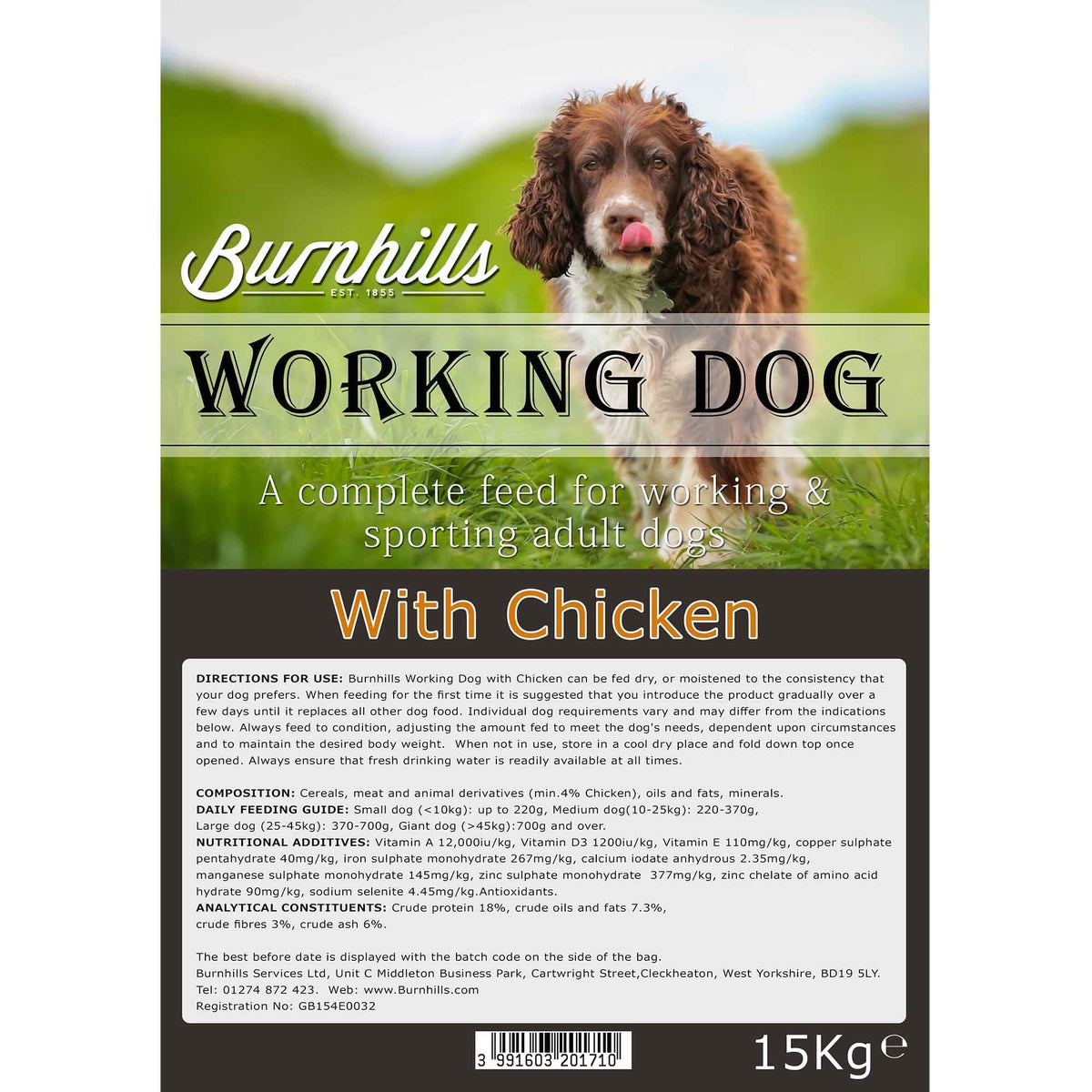Burnhills Complete Working Dog Food With Chicken 15Kg