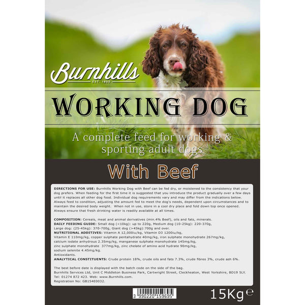 Burnhills Complete Working Dog Food With Beef 15Kg