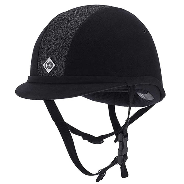 Charles Owen YR8 Sparkly Centre Black/Black Riding Hat ROUND FIT