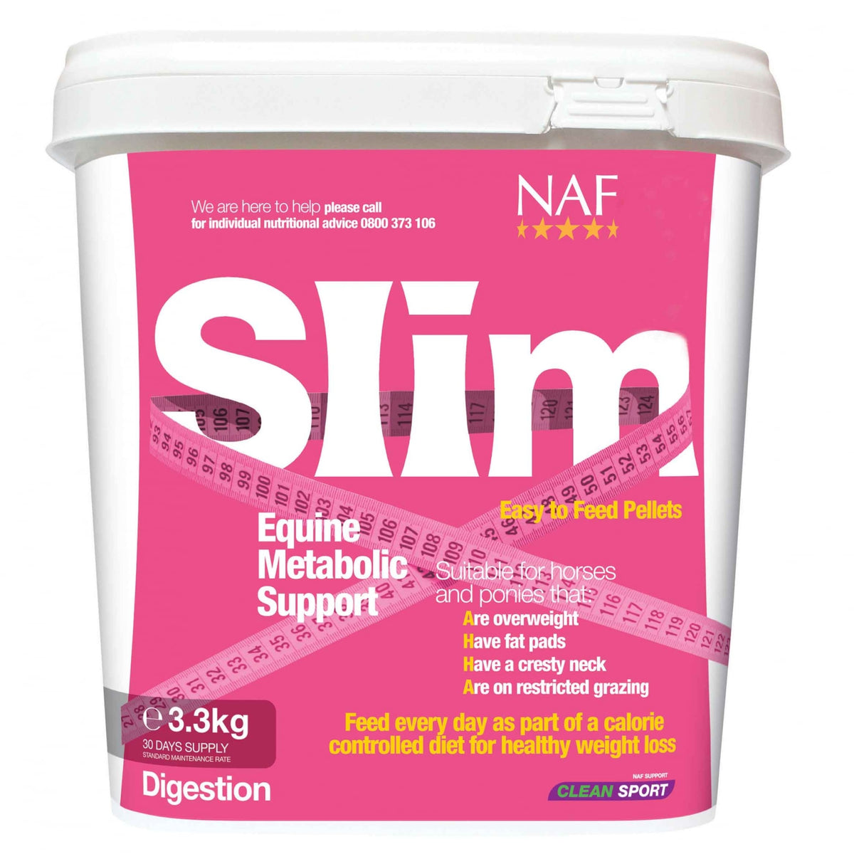 NAF Slim Pellets 3.3Kg Horse Weight Control Supplement 720g