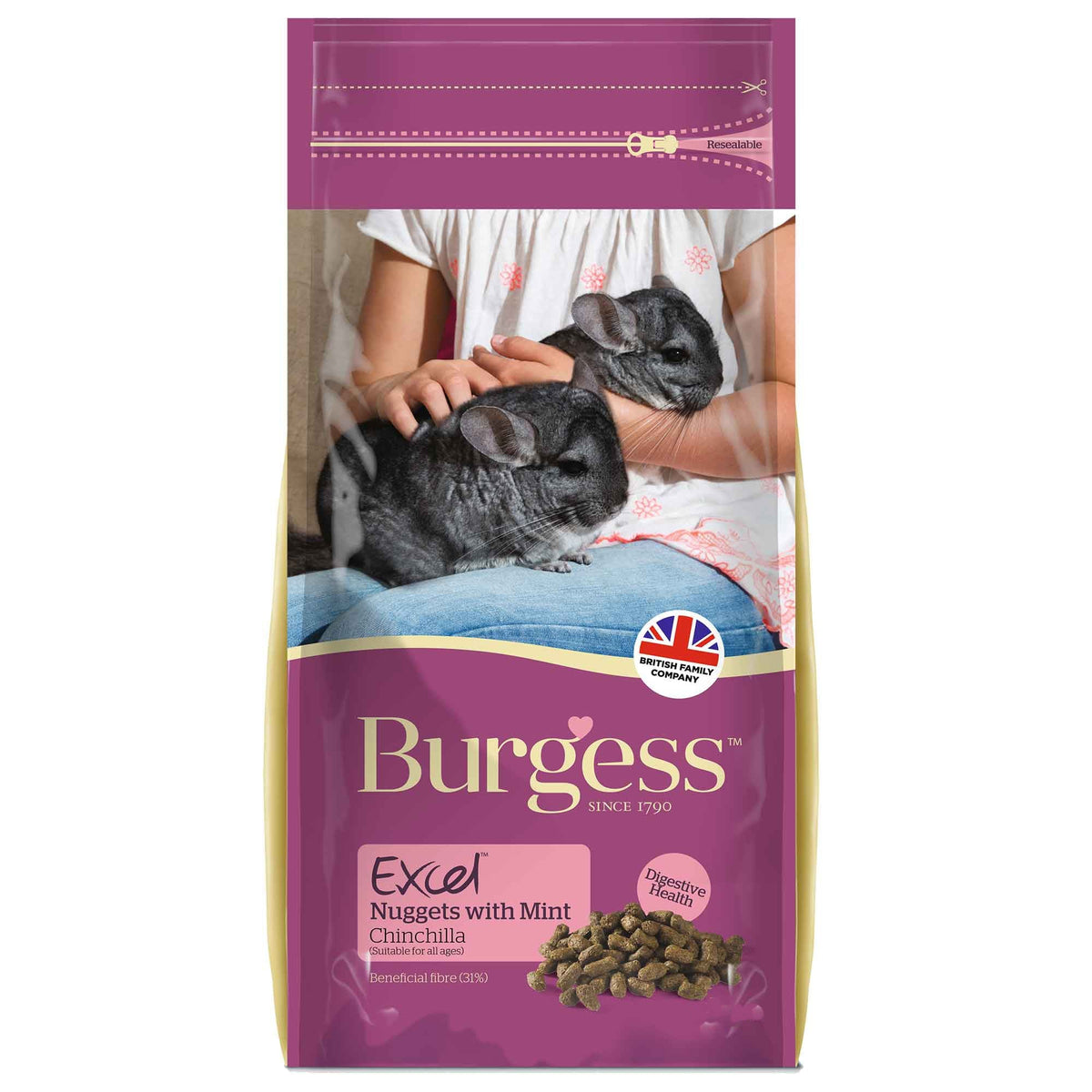 Burgess Excel Chinchilla Nuggets With Mint 1.5Kg