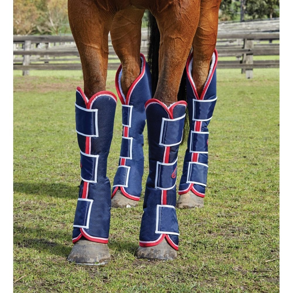 Weatherbeeta Wide Tab Long Travel Boots Navy/Red/White
