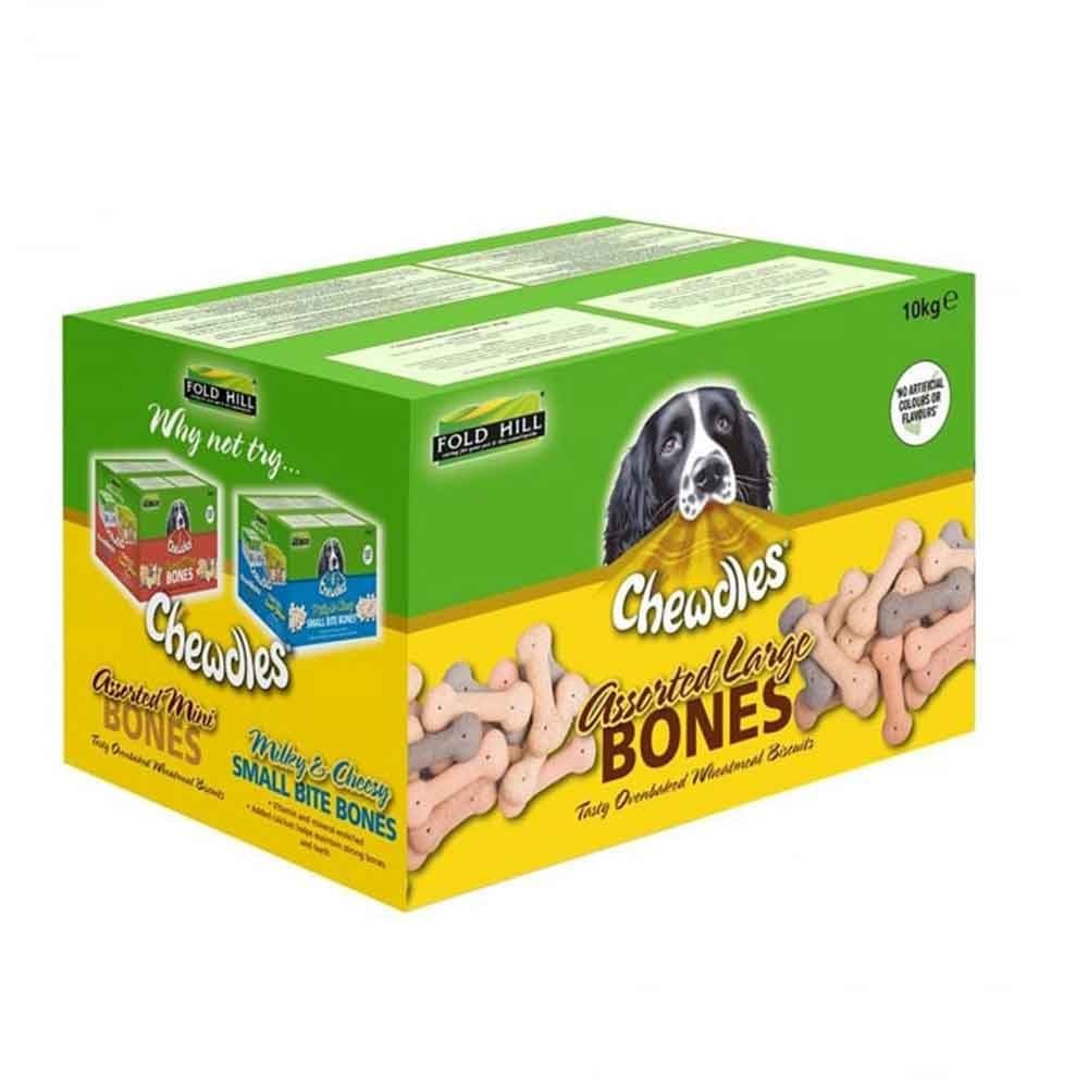 Fold Hill Chewdles Assorted Large Bones Dog Biscuit Treats 10Kg
