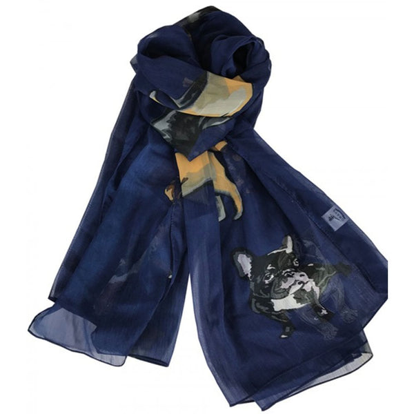 Grays Ladies Scarf Dogs Light Navy