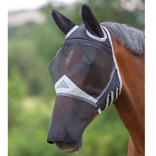 Shires Fine Mesh Fly Mask With Ears & Nose Black
