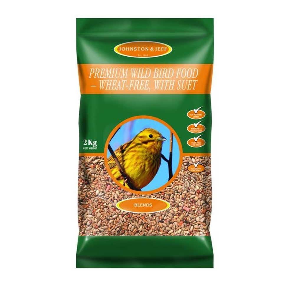 Johnston & Jeff Premium Wild Bird Food - Husk Free, Wheat Free, With Suet