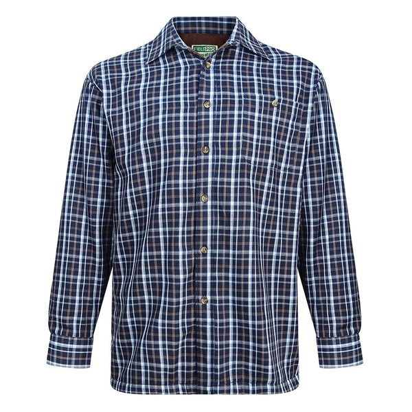 Hoggs of Fife Bark Fleece Lined Shirt Navy/Brown