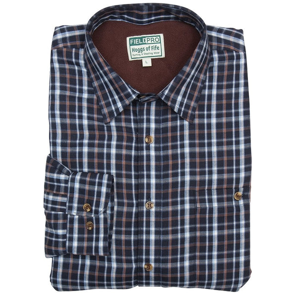 Hoggs of Fife Bark Fleece Lined Shirt Navy/Brown