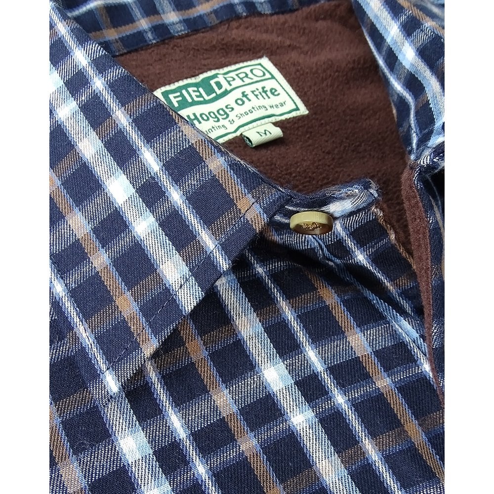 Hoggs of Fife Bark Fleece Lined Shirt Navy/Brown