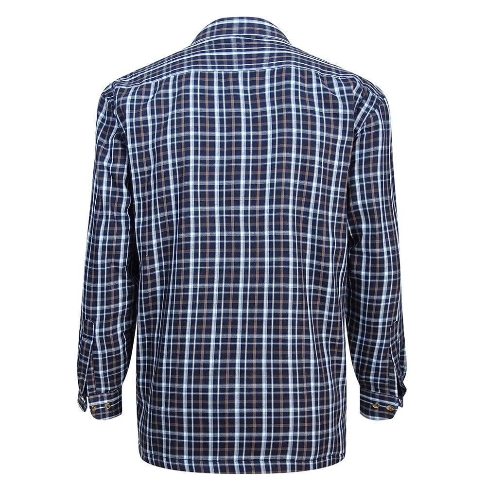 Hoggs of Fife Bark Fleece Lined Shirt Navy/Brown