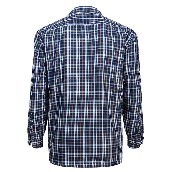 Hoggs of Fife Bark Fleece Lined Shirt Navy/Brown
