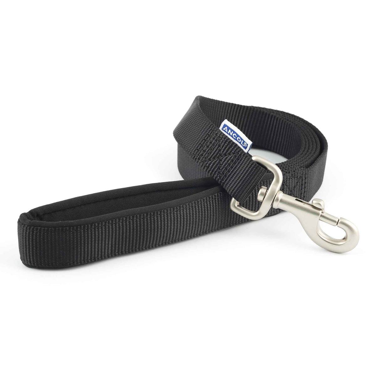 Ancol Padded Nylon Dog Lead Black 25mm x 180cm