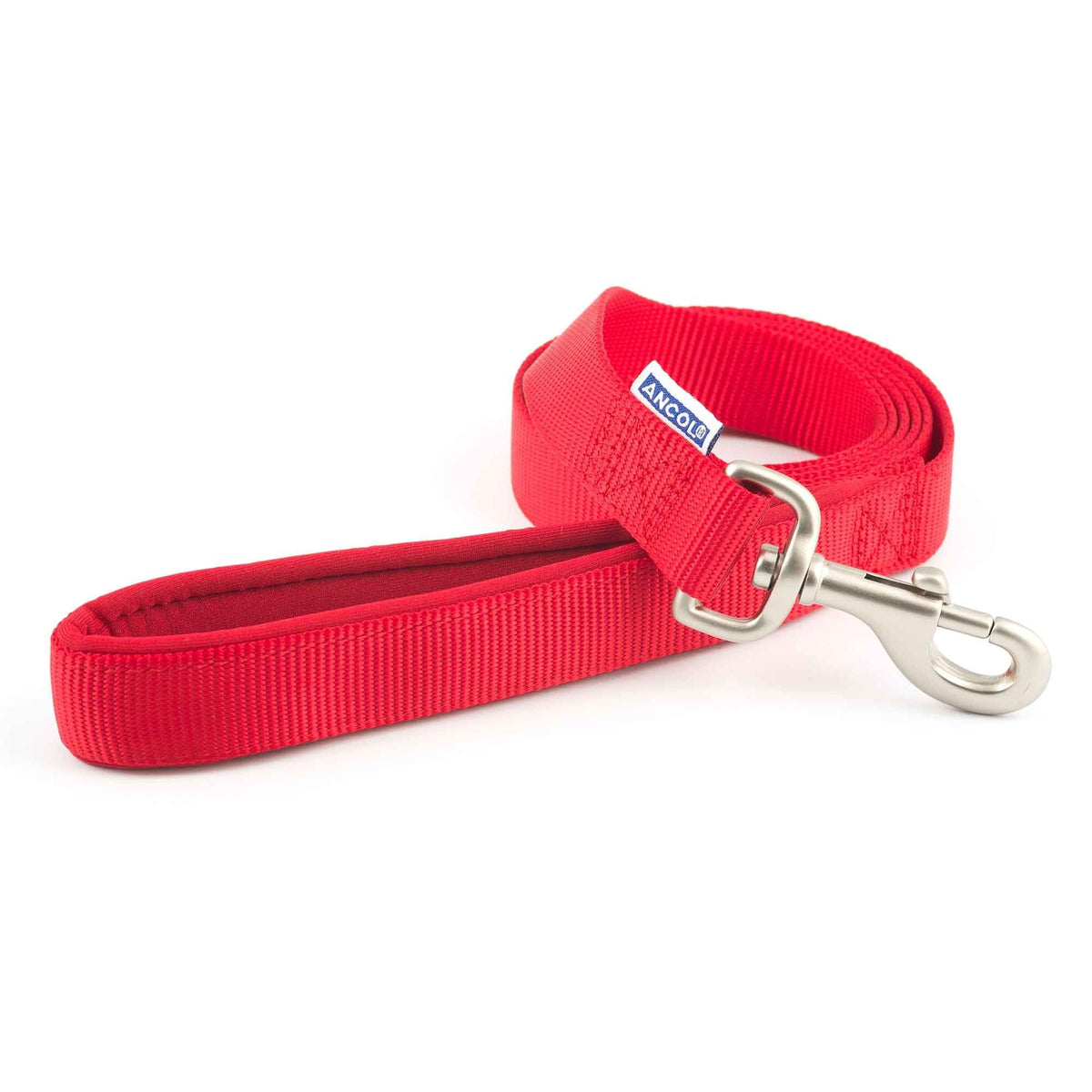 Ancol Padded Nylon Dog Lead Red 25mm x 180cm