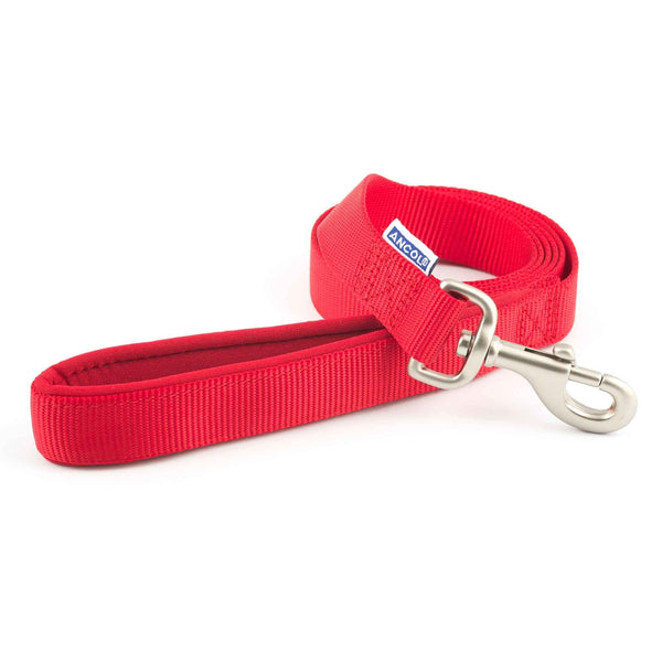 Ancol Padded Nylon Dog Lead Red 25mm x 180cm