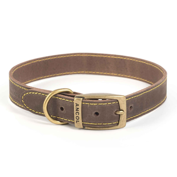 Ancol Timberwolf Leather Dog Collar Sable