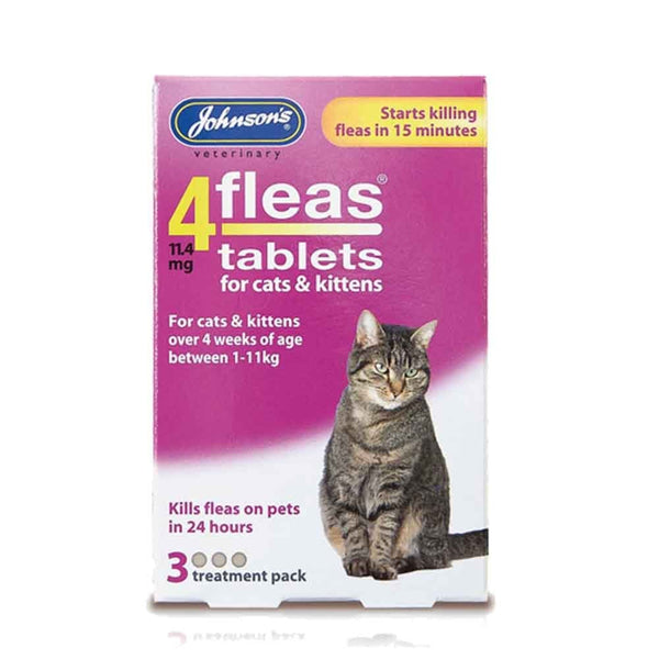 Johnson's 4 Fleas Cat & Kitten Tablets - 3 Treatment