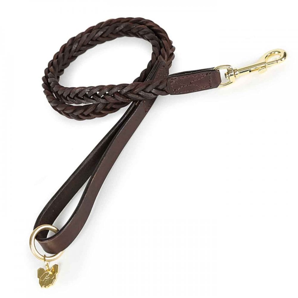 Digby & Fox Plaited Leather Dog Lead Brown