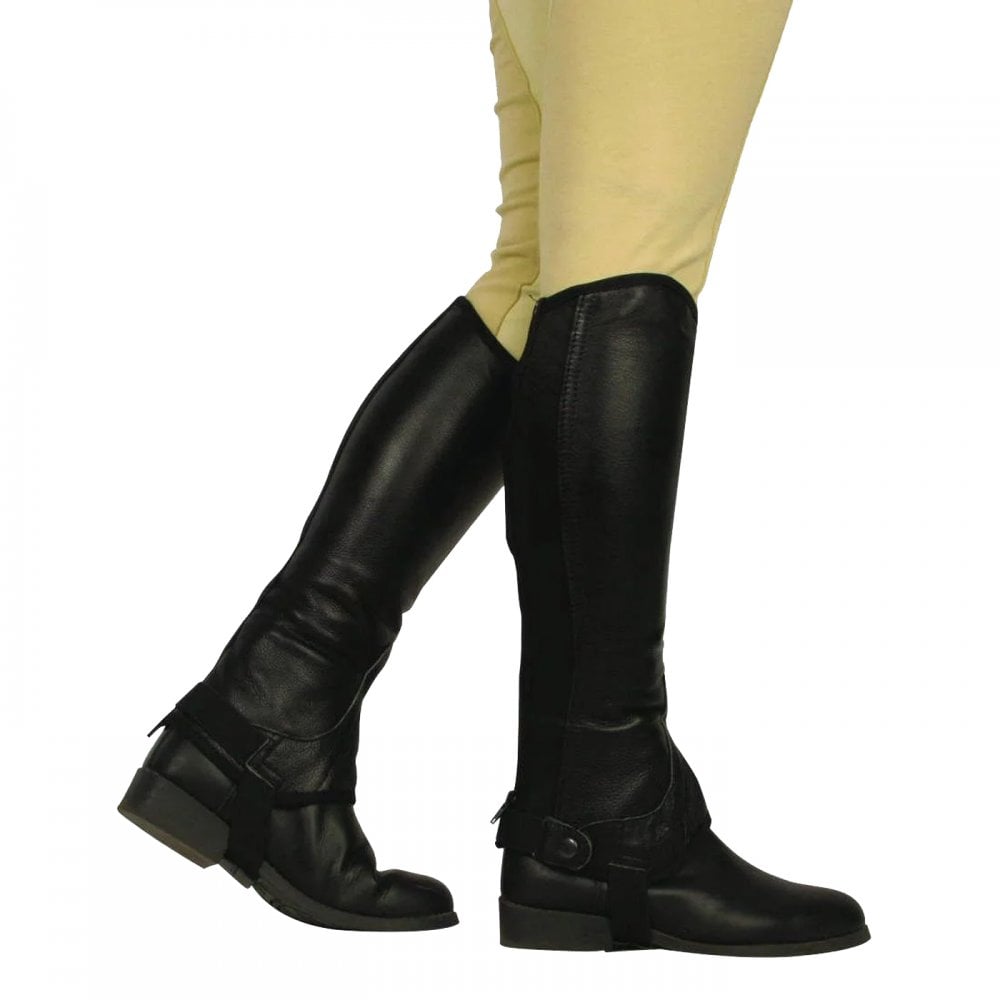 Saxon Equileather Adults Half Chaps Black
