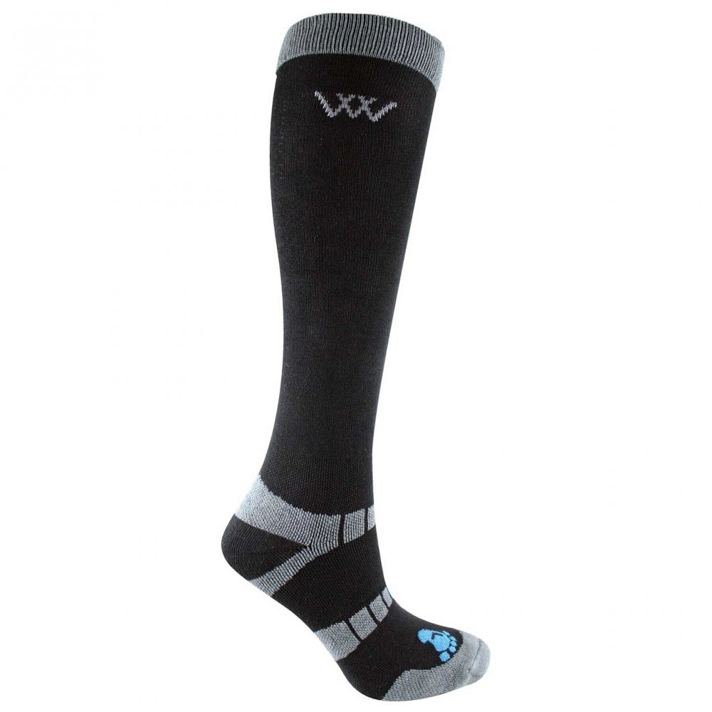 Woof Wear Long Bamboo Waffle Knit Riding Socks 2 Pairs Black