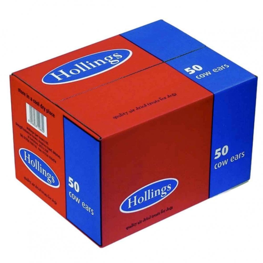 Hollings COWS Ears Box of 50 - Natural Dog Treats