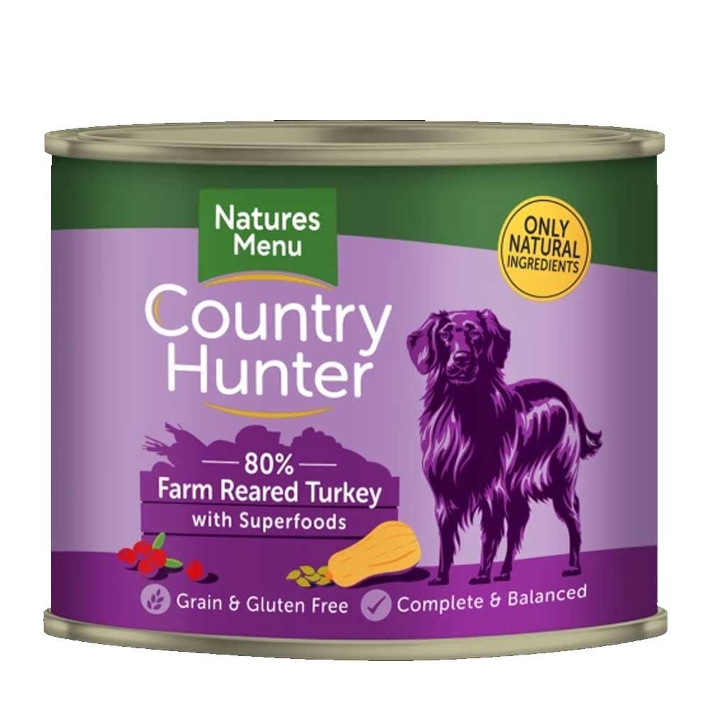 Natures Menu Country Hunter 80% Turkey Dog Food Tins 6 Pack (6 x 600g)