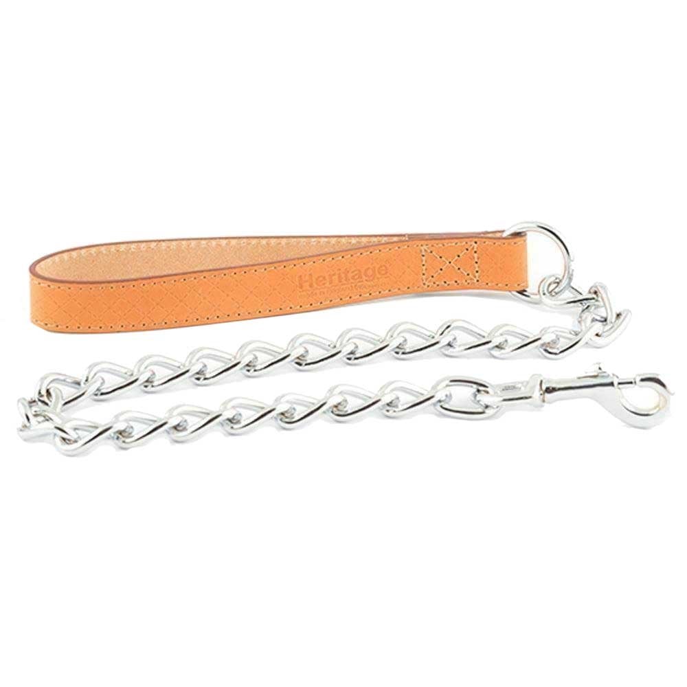 Ancol Extra Heavy Chain & Leather Dog Lead Tan