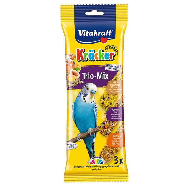 Vitakraft Budgie Kracker Trio-Mix Egg/Apricot/Honey Sticks 3 Pack
