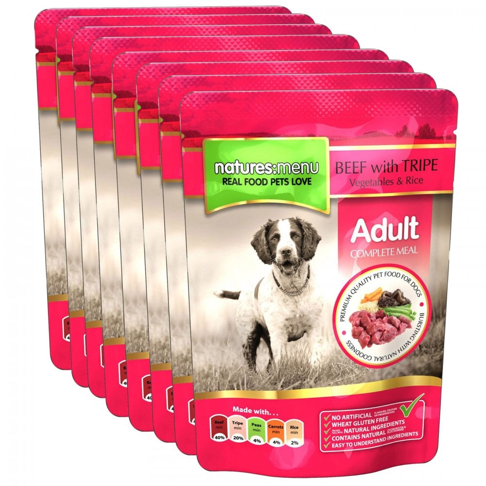 Natures Menu Beef & Tripe Adult Dog Food Pouches 8 Pack (8 x 300g)