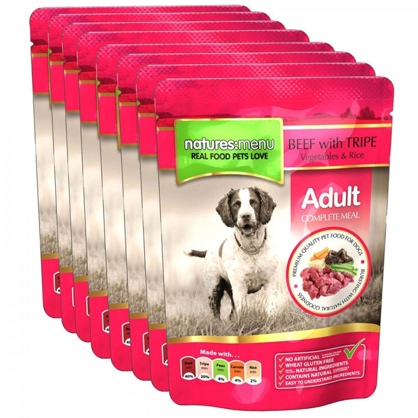 Natures Menu Beef & Tripe Adult Dog Food Pouches 8 Pack (8 x 300g)