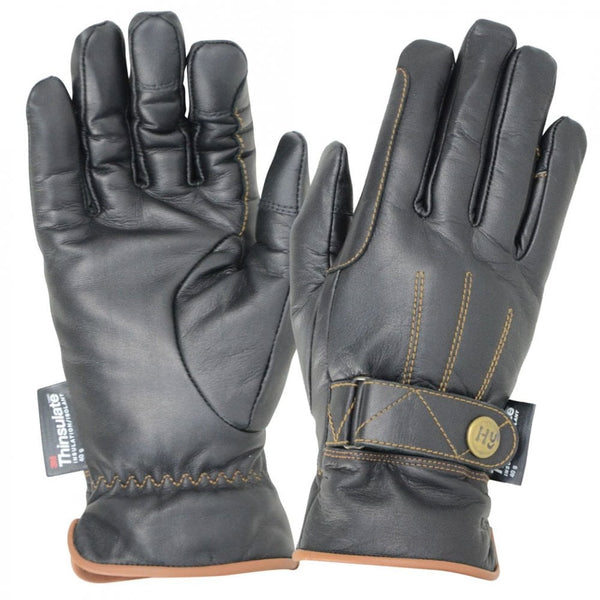 Hy Thinsulate Leather Winter Riding Gloves Black