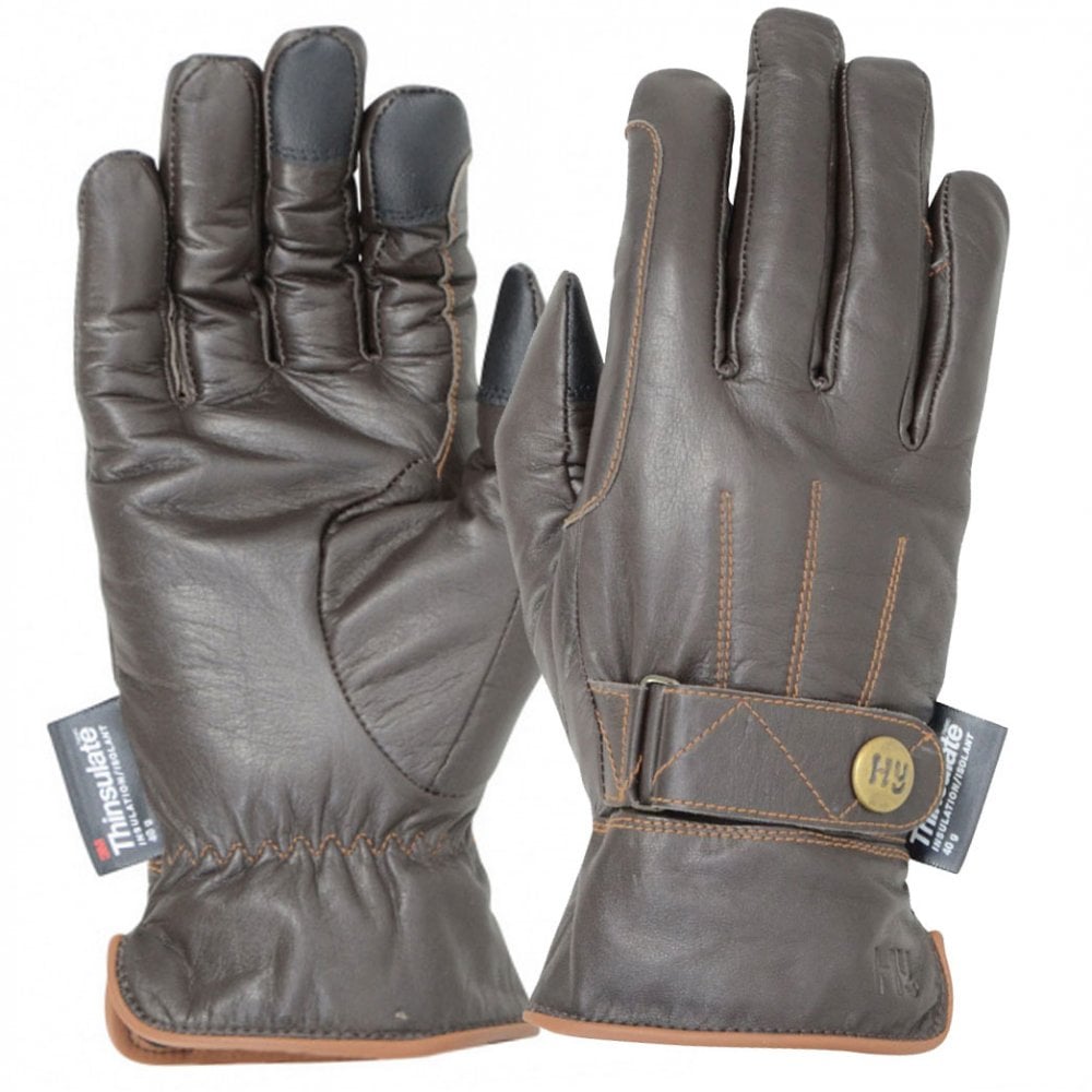 Hy Thinsulate Leather Winter Riding Gloves Brown