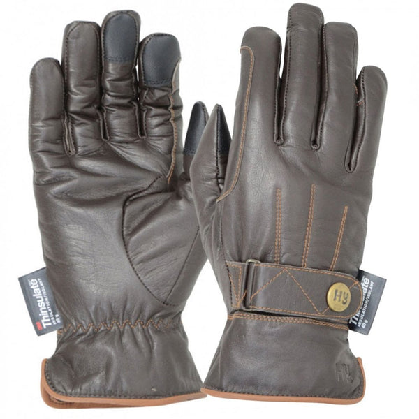 Hy Thinsulate Leather Winter Riding Gloves Brown