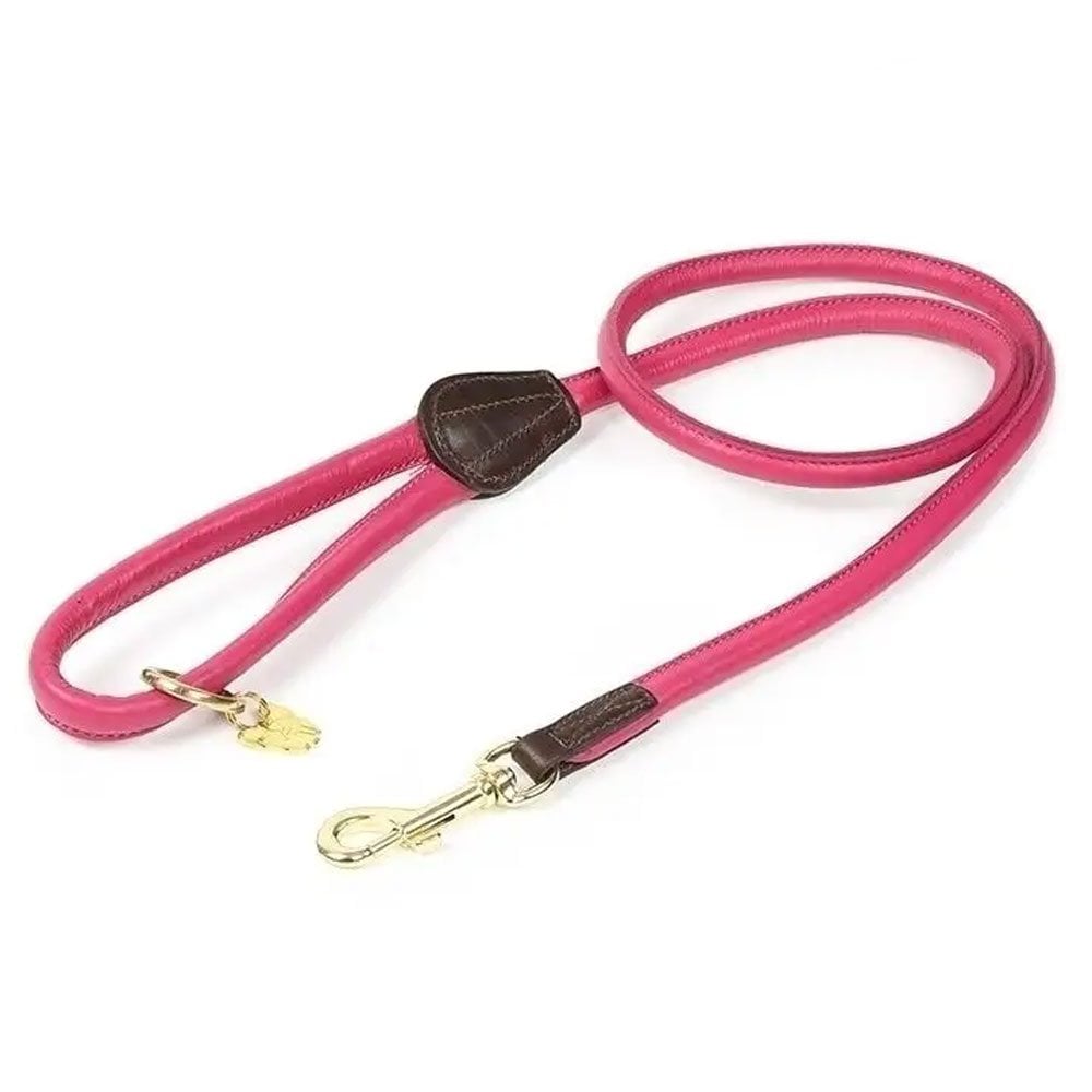 Digby & Fox Rolled Leather Dog Lead Pink