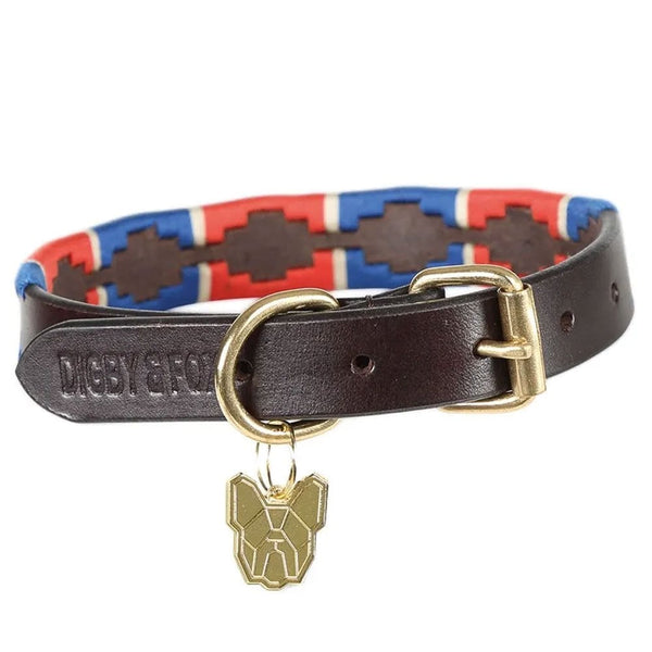 Digby & Fox Drover Polo Dog Collar Navy/Red
