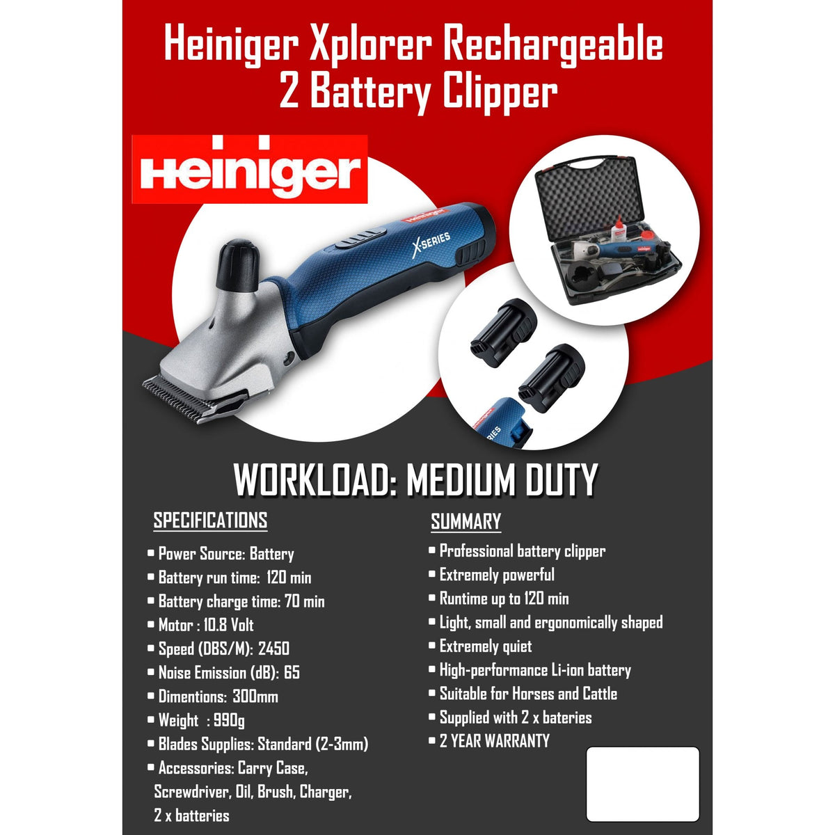 Heiniger Xplorer Cordless 2 Battery Clipper