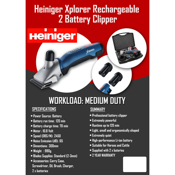Heiniger Xplorer Cordless 2 Battery Clipper