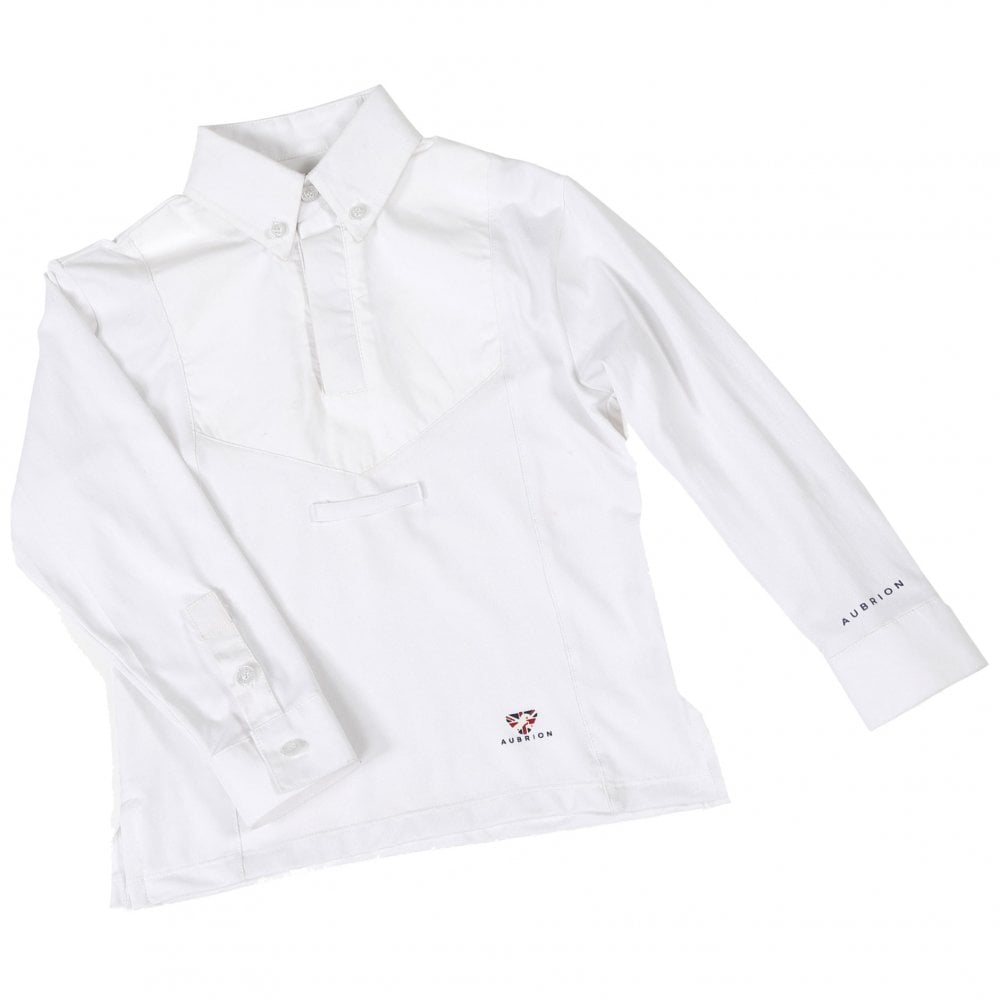 Aubrion Maids / Childs Long Sleeve Tie Shirt White