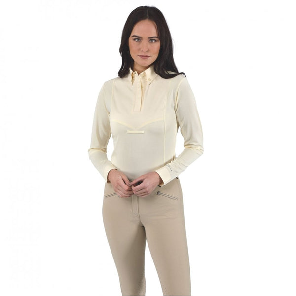 Ladies Long Sleeve Tie Shirt Yellow