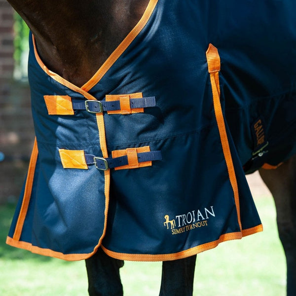 Gallop Trojan Turnout 100g No Neck Navy/Orange