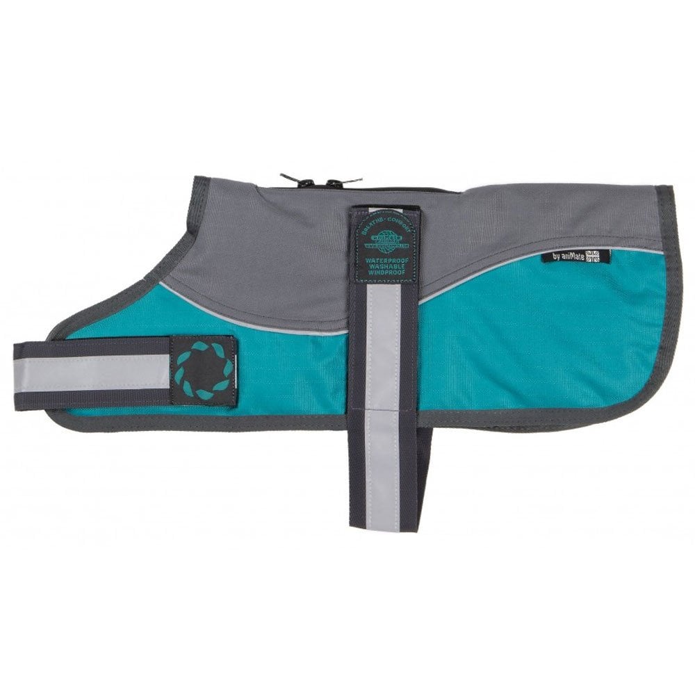 Outhwaites Reflective Grey/Teal Padded Harness Dog Coat