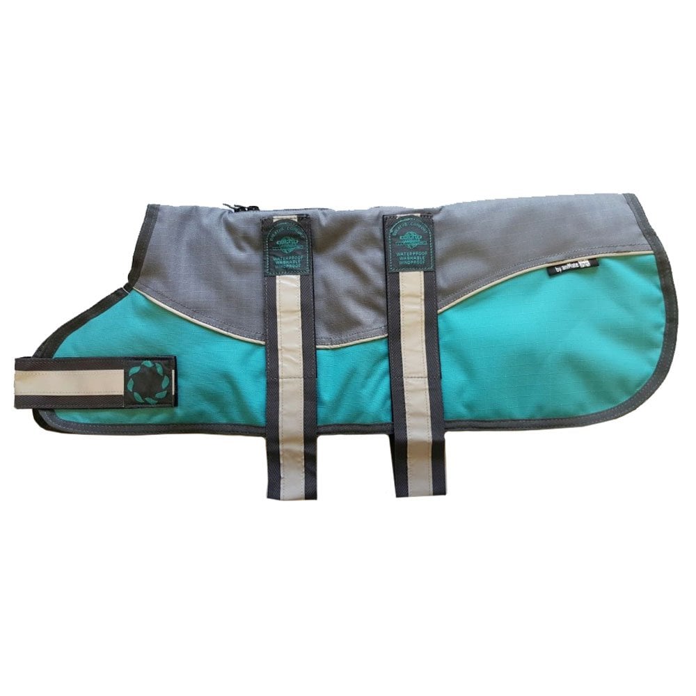 Outhwaites Reflective Grey/Teal Padded Harness Dog Coat