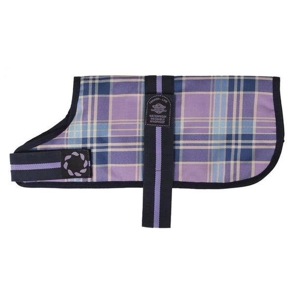 Outhwaites Lilac Tartan Padded Dog Coat