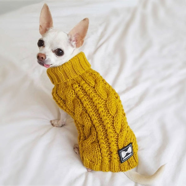 Park Lane Pup Cosy Knitted Dog Jumper (Sleeveless) Mustard