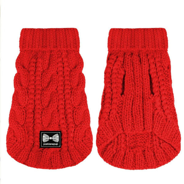 Park Lane Pup Cosy Knitted Dog Jumper (Sleeveless) Red